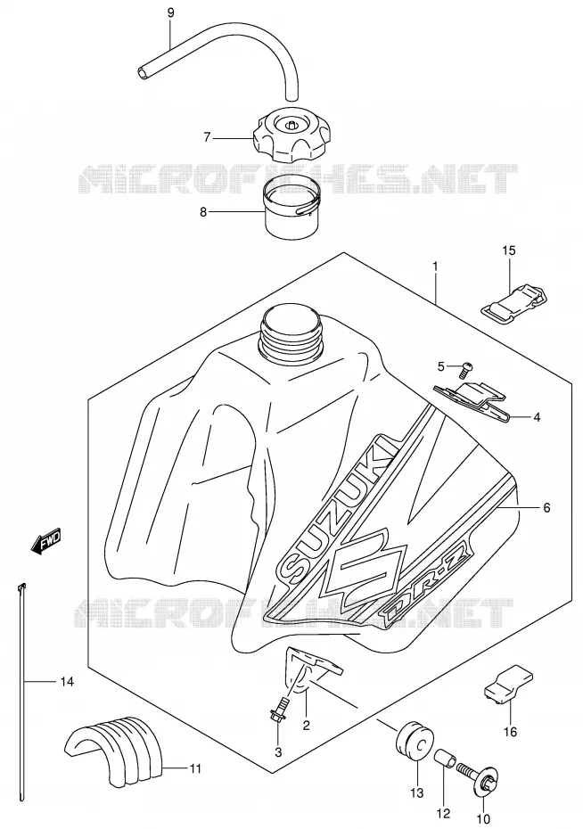 RESERVOIR D'ESSENCE (MODELE K2) Suzuki MOTO 250 DR-Z 2003  DR-Z250K3(E3/E28)