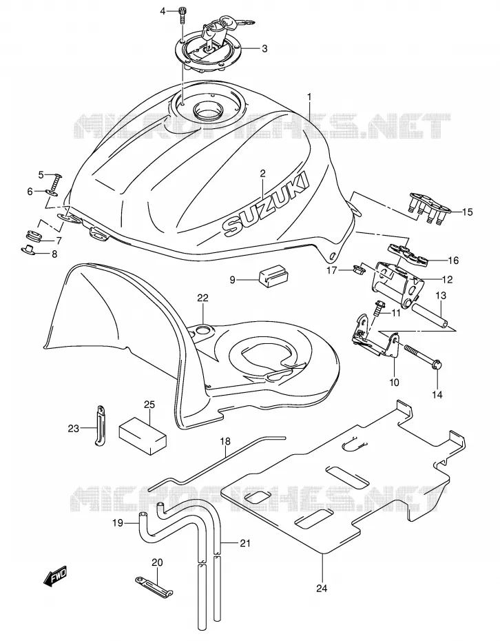 RESERVOIR D'ESSENCE (MODELE K3) Suzuki MOTO 650 SV-S 2006  SV650SK6(E2)