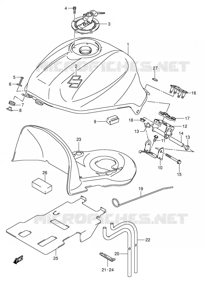 RESERVOIR D'ESSENCE (MODELE K4) Suzuki MOTO 1000 SV 2005  SV1000K5(E2)