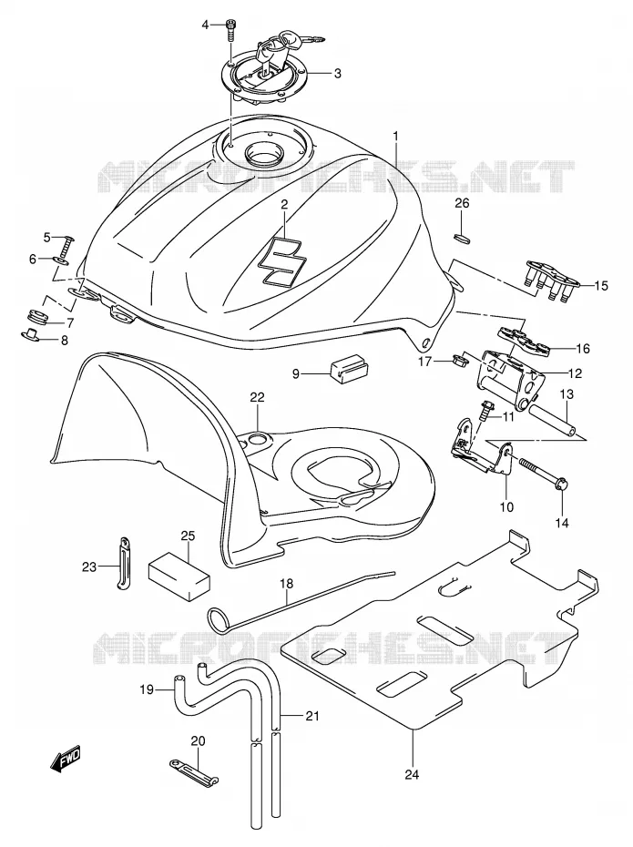 RESERVOIR D'ESSENCE (MODELE K4) Suzuki MOTO 650 SV 2007  SV650UK7(E2)