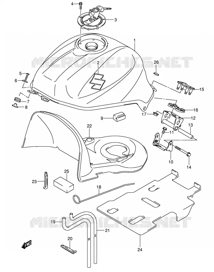 RESERVOIR D'ESSENCE (MODELE K5/K6) Suzuki MOTO 650 SV 2006  SV650K6(E2)