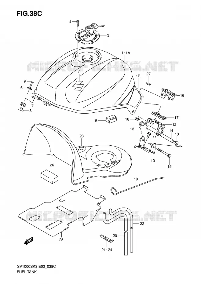 RESERVOIR D'ESSENCE (MODELE K5) Suzuki MOTO 1000 SV-S 2005  SV1000SK5(E2)