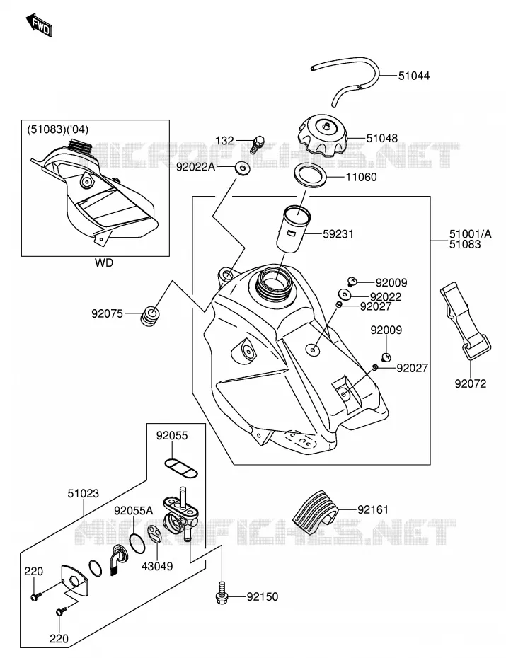 RESERVOIR D'ESSENCE Suzuki MOTO 65 RM 2004  RM65K4(E19)