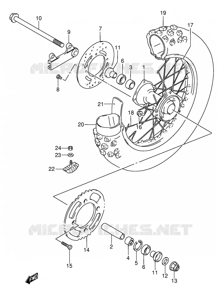 ROUE ARRIERE (RM85K4) Suzuki MOTO 85 RM 2006  RM85LK6(P3/P28)
