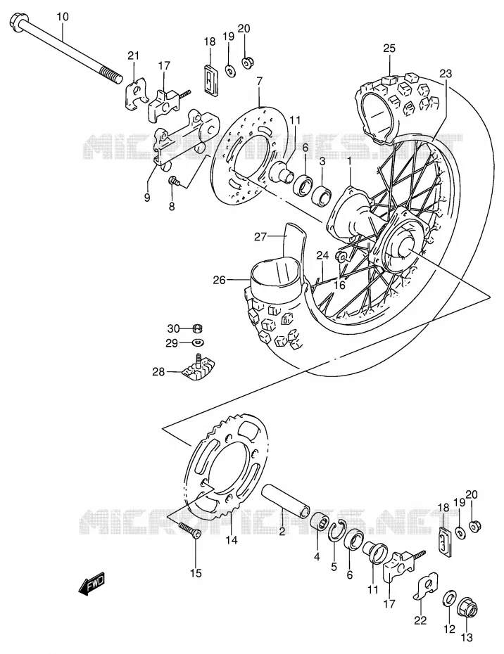 ROUE ARRIERE (RM85LK3) Suzuki MOTO 85 RM 2004  RM85K4(P3/P28)