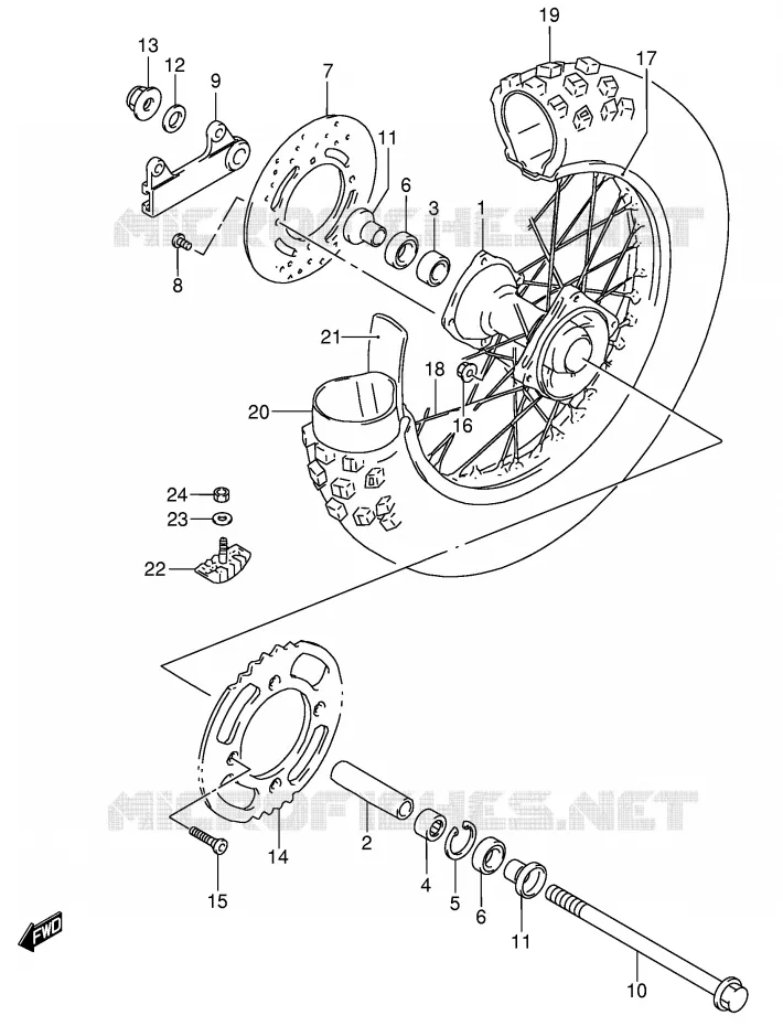 ROUE ARRIERE (RM85LK4) Suzuki MOTO 85 RM 2004  RM85LK4(P3/P28)