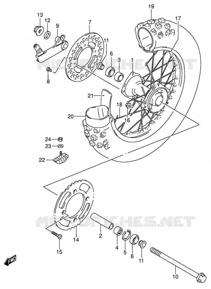 ROUE ARRIERE (RM85LK5/LK6) Suzuki MOTO 85 RM 2005  RM85LK5(P3/P28)