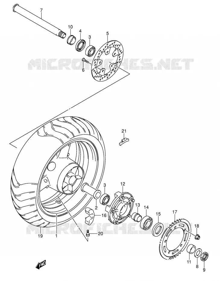 ROUE ARRIERE Suzuki MOTO 1000 SV 2004  SV1000SK4(E2)