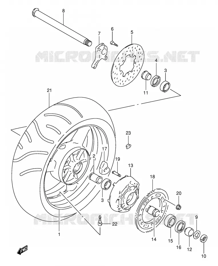 ROUE ARRIERE Suzuki MOTO 1000 TL-R 2002  TL1000RK2(E2)