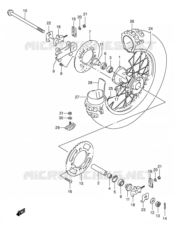 ROUE ARRIERE Suzuki MOTO 80 RM 2000  RM80XY(P2)