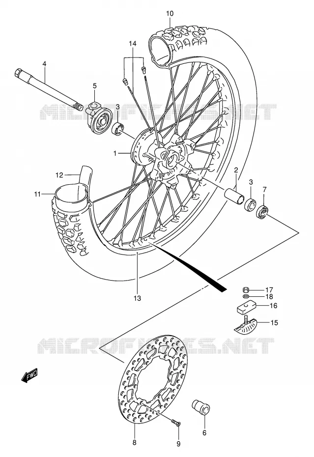 ROUE AVANT (MODELE K1/K2/K3/K4) Suzuki MOTO 250 DR-Z 2005  DR-Z250K5(E3/E28)