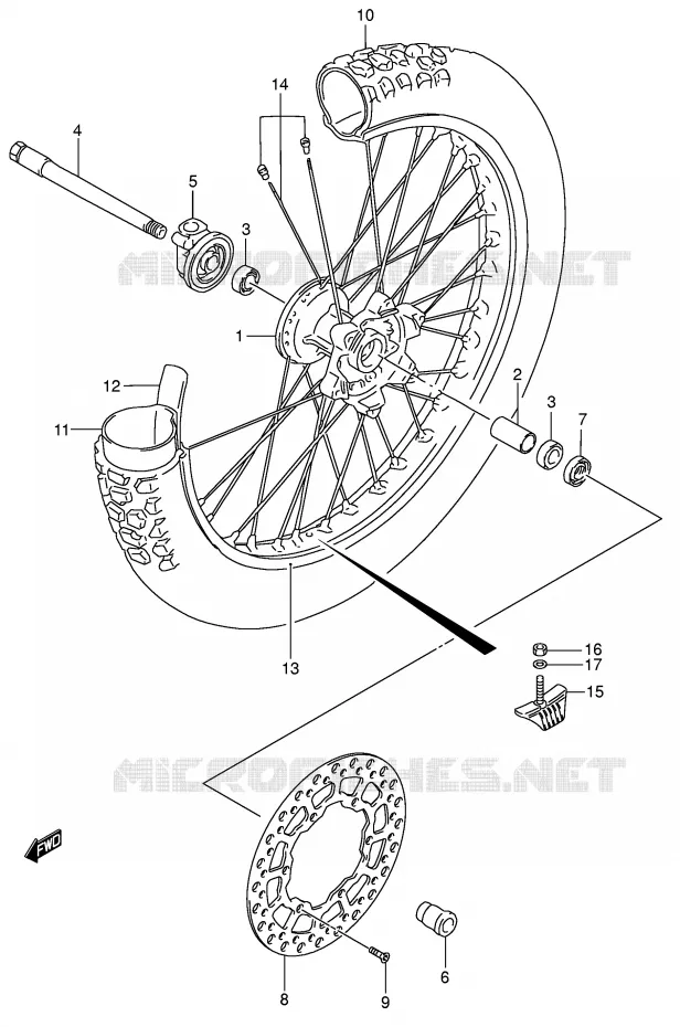 ROUE AVANT (MODELE K5) Suzuki MOTO 250 DR-Z 2001  DR-Z250K1(E3/E28)