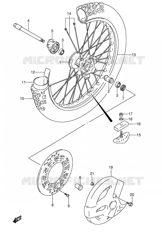 ROUE AVANT (MODELE T) Suzuki MOTO 250 RMX 1994  RMX250R(E1)