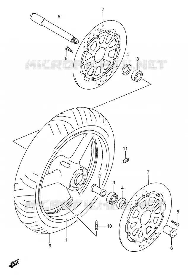 ROUE AVANT (MODELE V/W/X/Y) Suzuki MOTO 1000 TL-S 2000  TL1000SY(E2)