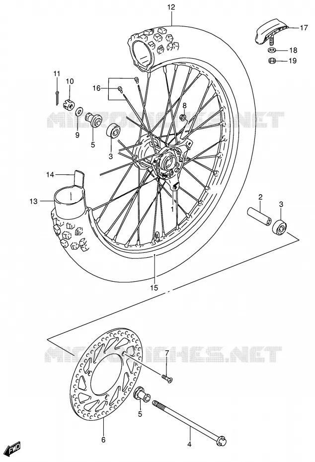 ROUE AVANT (RM85K5/K6) Suzuki MOTO 85 RM 2002  RM85K2(P3/P28)