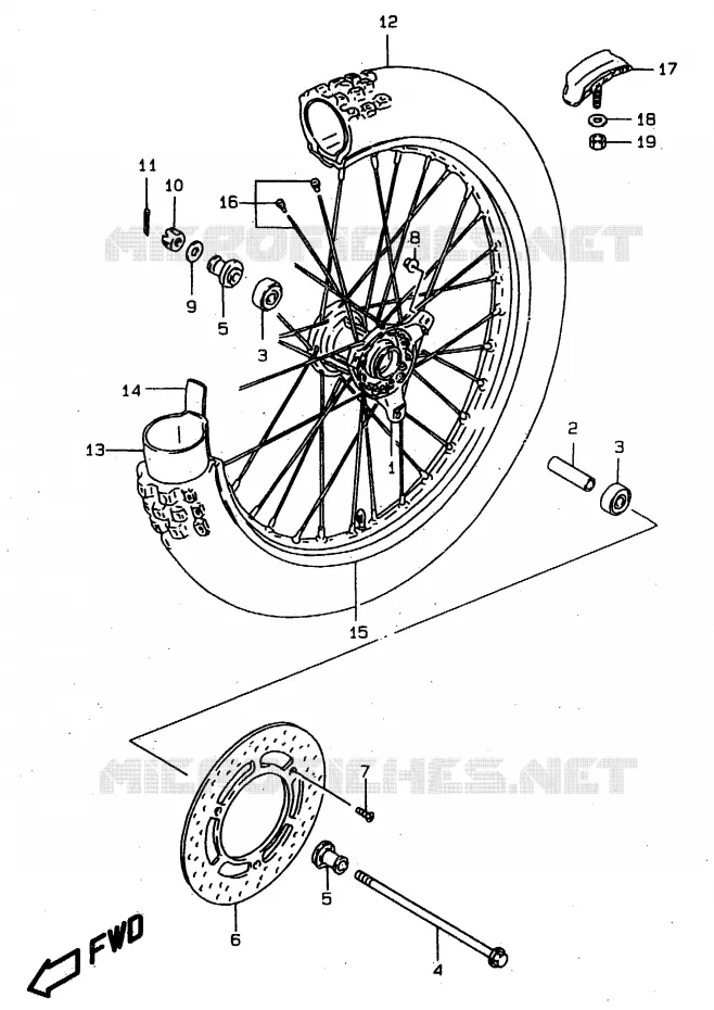 ROUE AVANT Suzuki MOTO 80 RM 1998  RM80XW(T/V/W)