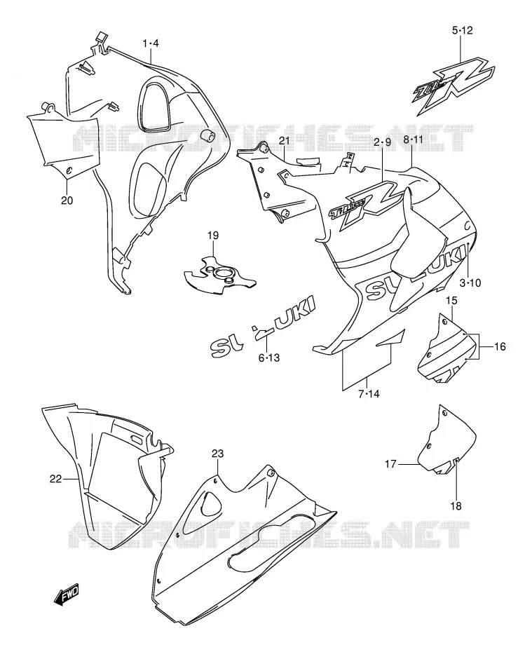 SABOT (MODELE K1) Suzuki MOTO 1000 TL-R 2001  TL1000RK1(E2)