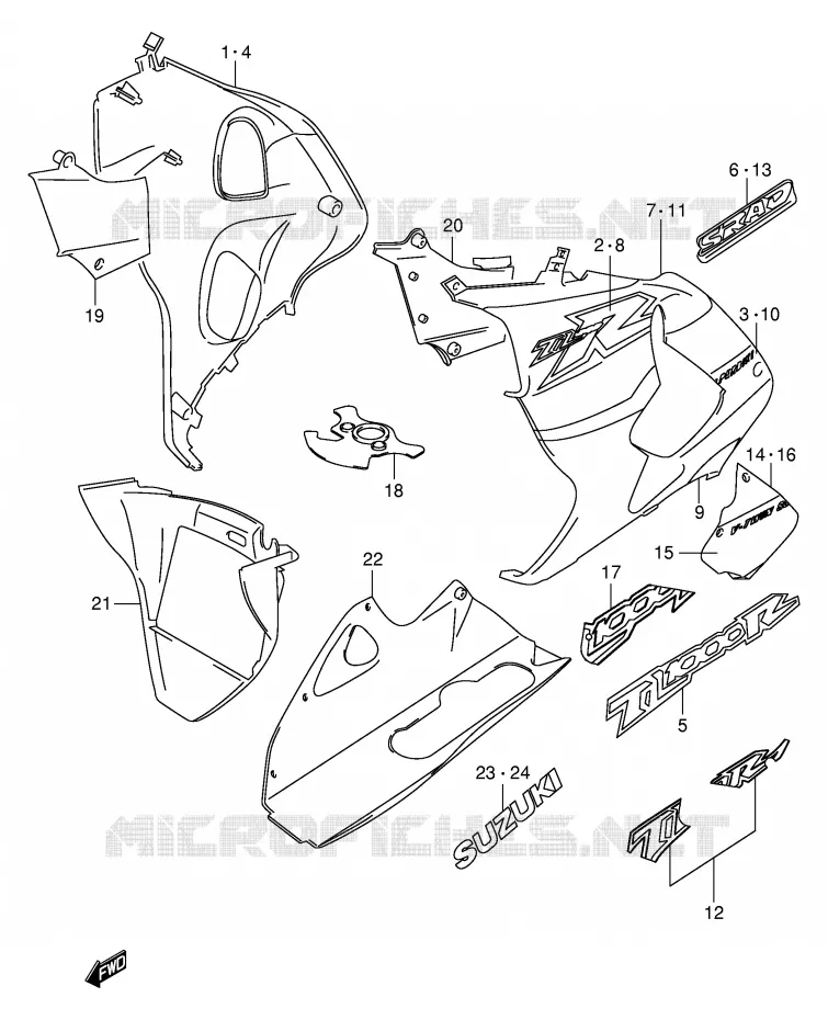 SABOT (MODELE W) Suzuki MOTO 1000 TL-R 2000  TL1000RY(E2)