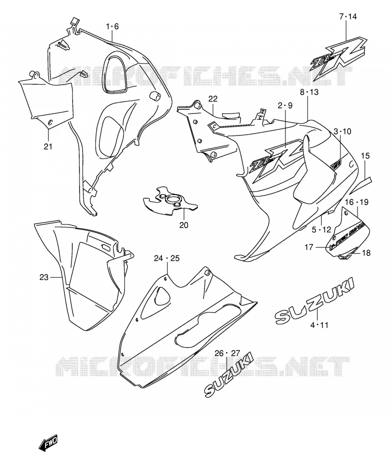 SABOT (MODELE X) Suzuki MOTO 1000 TL-R 2002  TL1000RK2(E2)