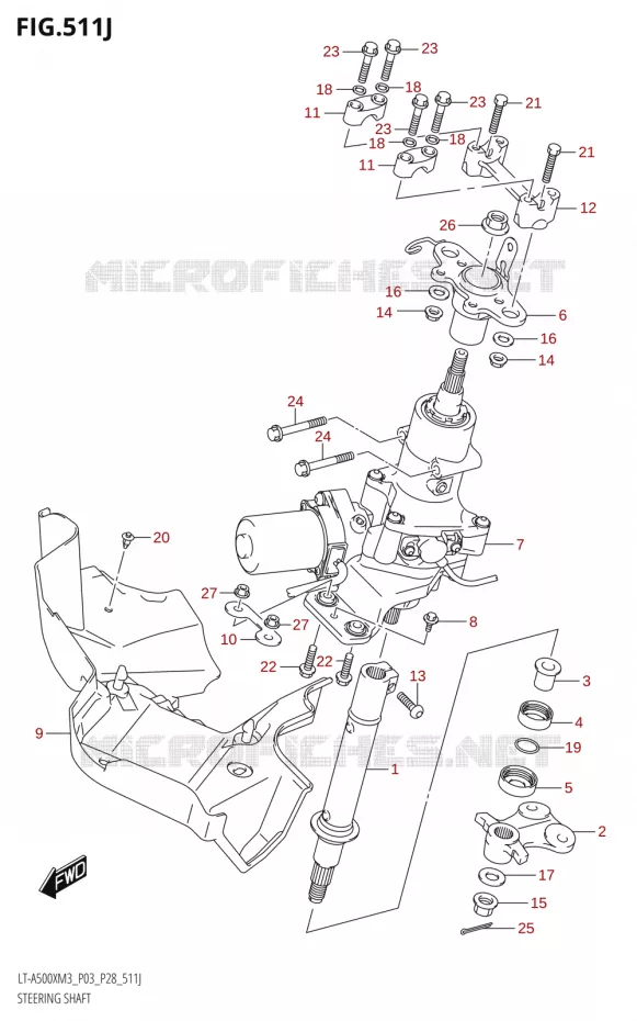 COLONNE DE DIRECTION (LT-A500XPZ:M3:P33) Suzuki QUAD 500 KINGQUAD 2023  LT-A500X M3 (P03,P28,P33)