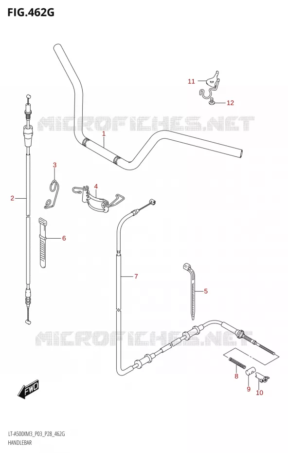 GUIDON (LT-A500XPZ:M3:P03) Suzuki QUAD 500 KINGQUAD 2023  LT-A500X M3 (P03,P28,P33)