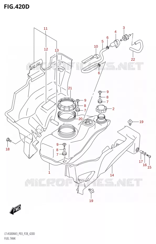 RESERVOIR D'ESSENCE (LT-A500XP:M3:P03) Suzuki QUAD 500 KINGQUAD 2023  LT-A500X M3 (P03,P28,P33)
