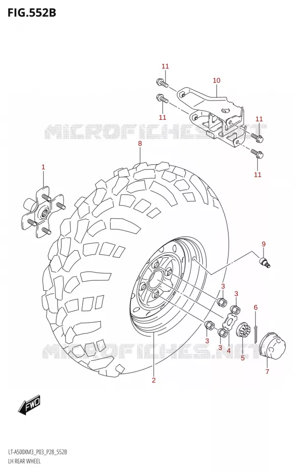 ROUE ARRIERE GAUCHE (LT-A500X:M3:P28) Suzuki QUAD 500 KINGQUAD 2023  LT-A500X M3 (P03,P28,P33)