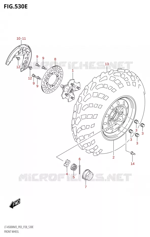 ROUE AVANT (LT-A500XP:M3:P28) Suzuki QUAD 500 KINGQUAD 2023  LT-A500X M3 (P03,P28,P33)