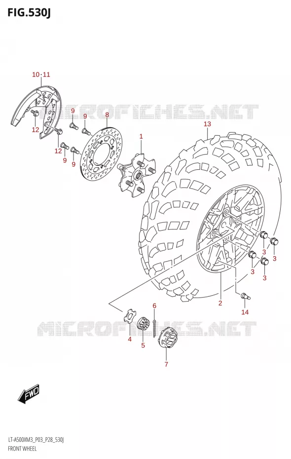 ROUE AVANT (LT-A500XPZ:M3:P33) Suzuki QUAD 500 KINGQUAD 2023  LT-A500X M3 (P03,P28,P33)