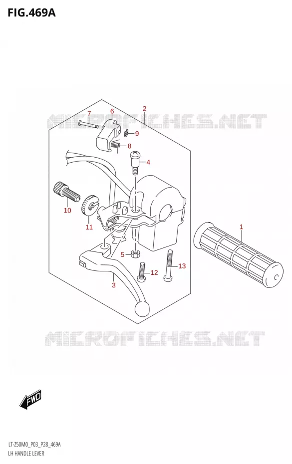 ENSEMBLE LEVIER - POIGNEE GAUCHE Suzuki QUAD 50 QUADSPORT 2020  LT-Z50 M0 (P03/ P28)