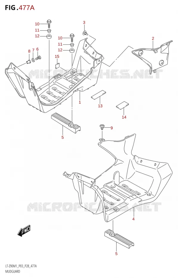 GARDE BOUE Suzuki QUAD 90 QUADSPORT 2021  LT-Z90 M1 (P03,P28)