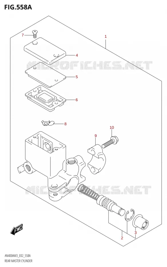 MAITRE CYLINDRE DE FREIN ARRIERE Suzuki SCOOTER 400 BURGMAN 2023  AN400A M3 (E02,E19)