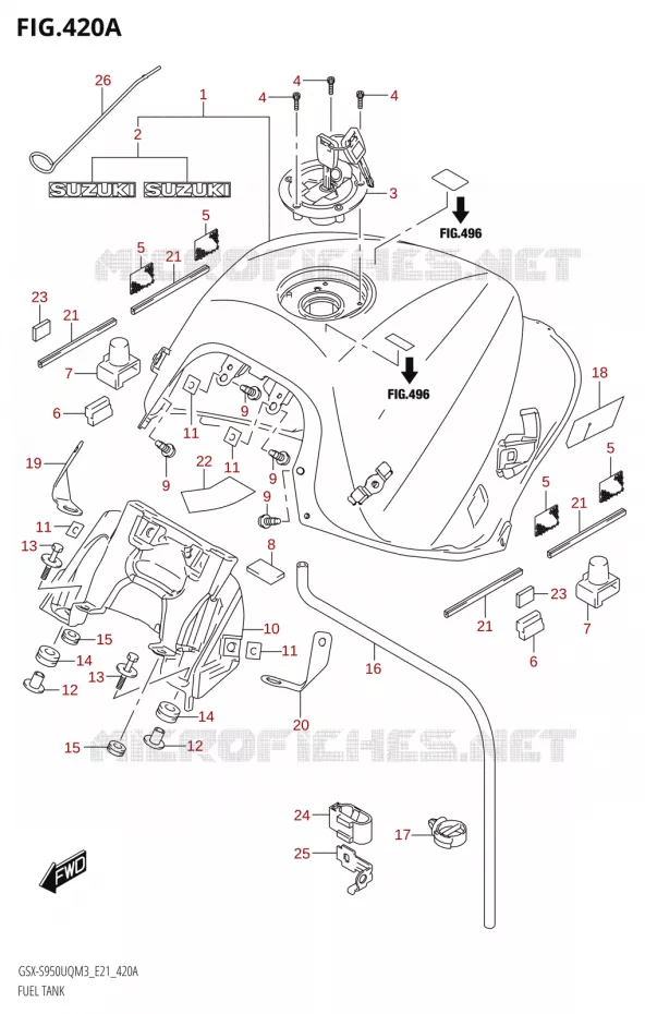 RESERVOIR D'ESSENCE Suzuki MOTO 950 GSX-S 2023  GSX-S950WQM3 (E21)