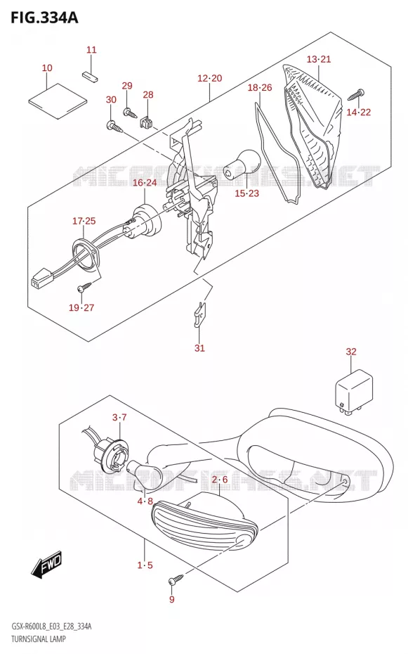 CLIGNOTANTS Suzuki MOTO 600 GSX-R 2018  GSX-R600 L8 (E03,E28,E33)