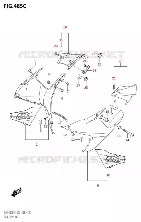 FLANCS DE CARENAGES Suzuki MOTO 600 GSX-R 2018  GSX-R600 L8 (E03,E28,E33)