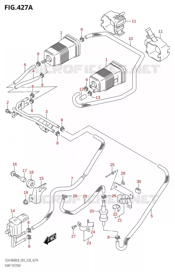 SYSTÈME DE RECYCLAGE VAPEURS CARBURANT (GSX-R600:L8:E33) Suzuki MOTO 600 GSX-R 2018  GSX-R600 L8 (E03,E28,E33)