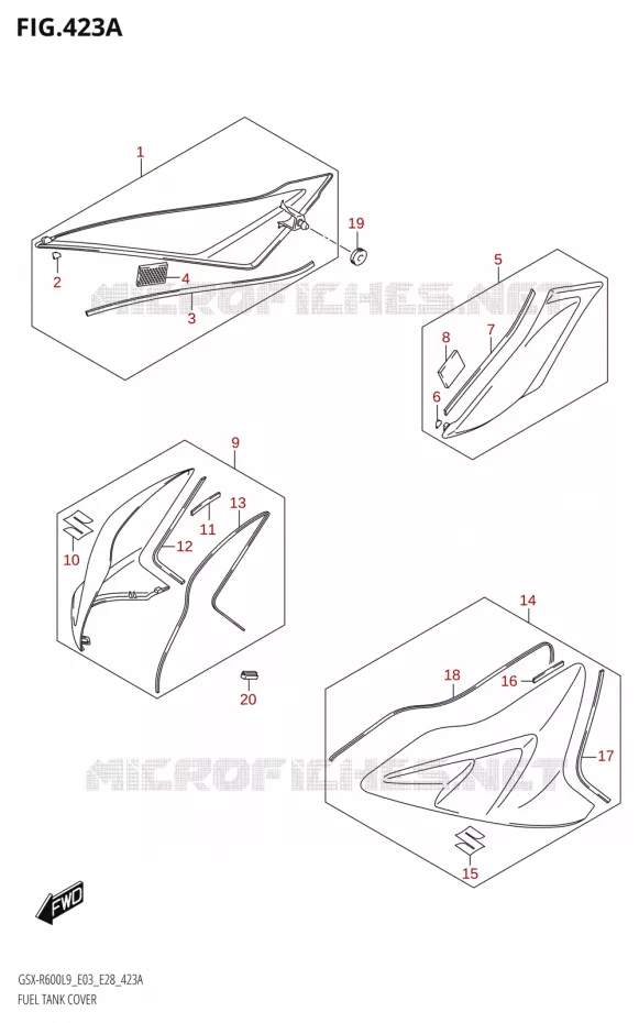COUVRE RESERVOIR Suzuki MOTO 600 GSX-R 2019  GSX-R600 L9 (E03,E28,E33)