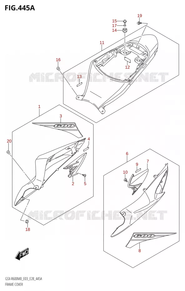CARENAGES ARRIERE Suzuki MOTO 600 GSX-R 2020  GSX-R600 M0 (E03,E28,E33)