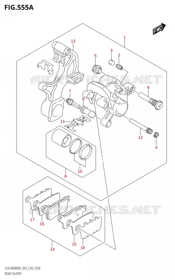 ETRIER DE FREIN ARRIERE Suzuki MOTO 600 GSX-R 2020  GSX-R600 M0 (E03,E28,E33)