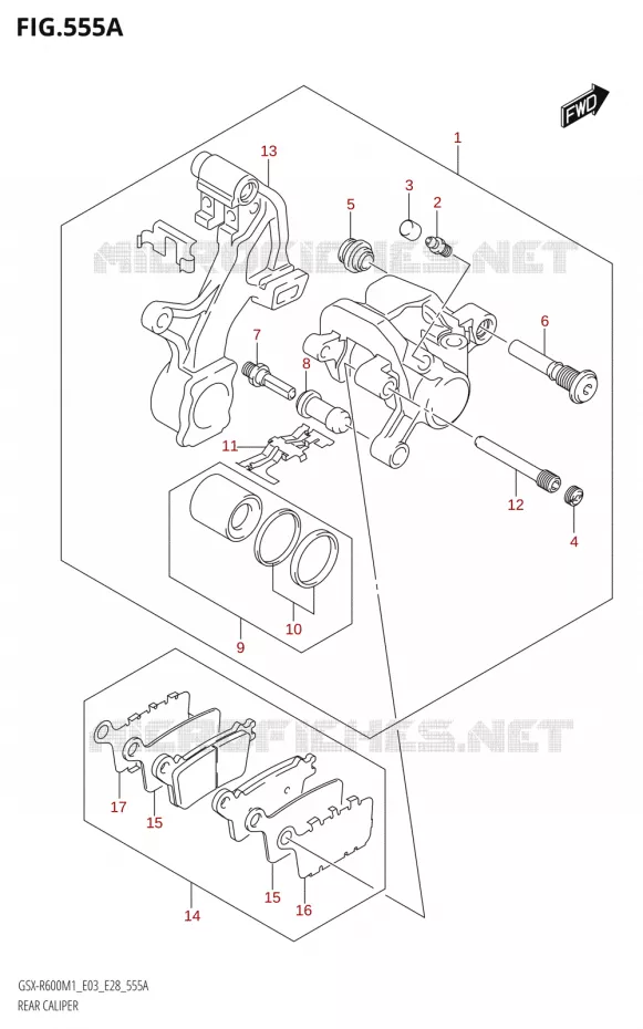 ETRIER DE FREIN ARRIERE Suzuki MOTO 600 GSX-R 2021  GSX-R600 M1 (E03,E28,E33)