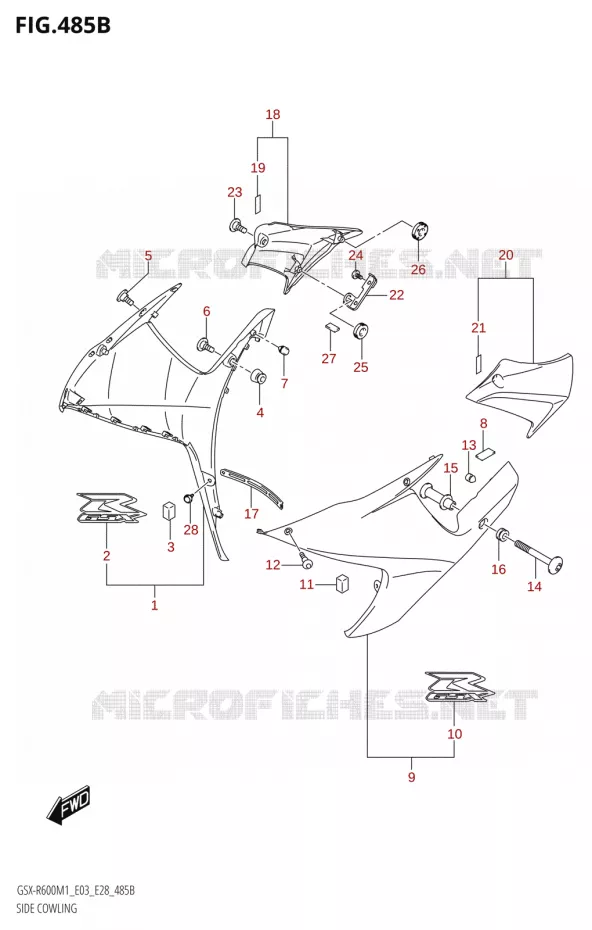FLANCS DE CARENAGES (GSX-R600) Suzuki MOTO 600 GSX-R 2021  GSX-R600 M1 (E03,E28,E33)