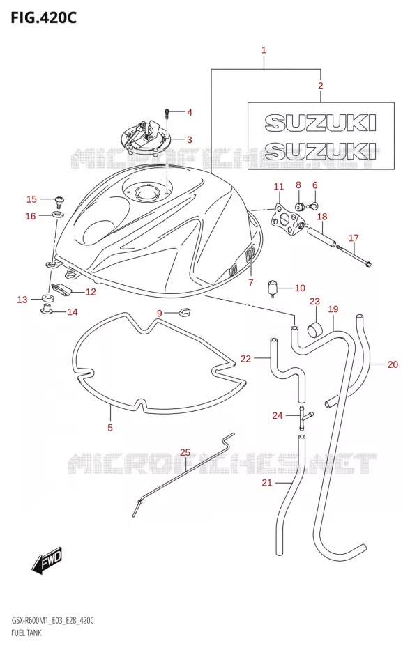 RESERVOIR D'ESSENCE (GSX-R600:E03,E28) Suzuki MOTO 600 GSX-R 2021  GSX-R600 M1 (E03,E28,E33)