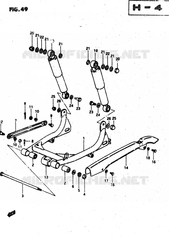 BRAS OSCILLANT ARRIERE (E22, E39) Suzuki MOTO 50 VAN-VAN 1983  RV50D(X/D)