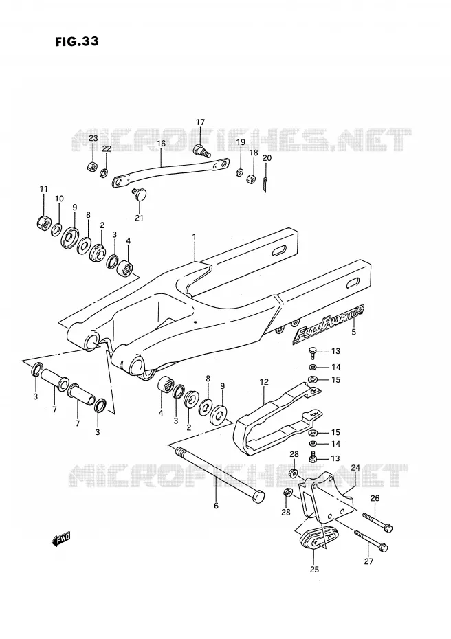 BRAS OSCILLANT ARRIERE (MODELE G/H/J) Suzuki MOTO 80 RM 1986  RM80G(E3)