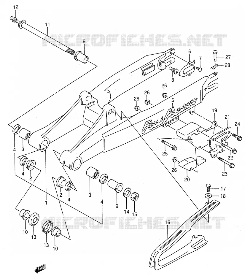 BRAS OSCILLANT ARRIERE (MODELE K/L) Suzuki MOTO 250 RMX 1993  RMX250P(E28)