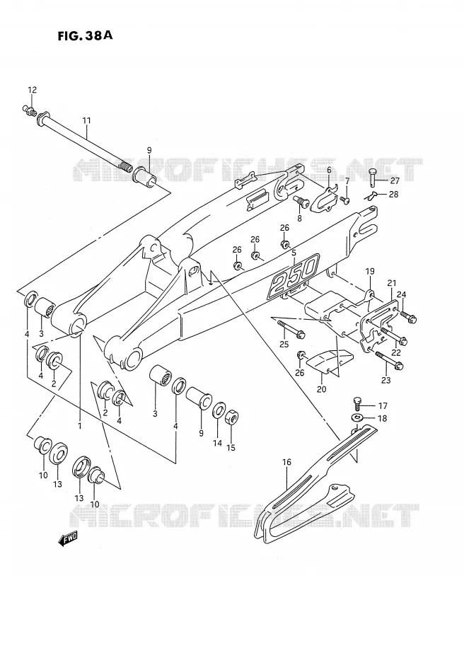 BRAS OSCILLANT ARRIERE (MODELE M/N) Suzuki MOTO 250 RMX 1990  RMX250L(E3)