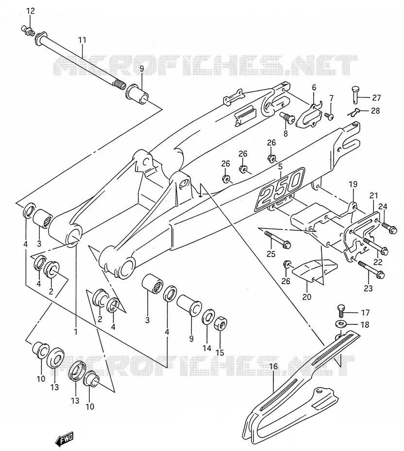 BRAS OSCILLANT ARRIERE (MODELE M/N) Suzuki MOTO 250 RMX 1993  RMX250P(E28)