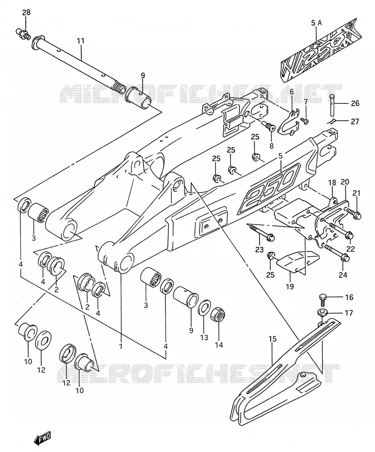 BRAS OSCILLANT ARRIERE (MODELE P/R) Suzuki MOTO 250 RMX 1994  RMX250R(E28)