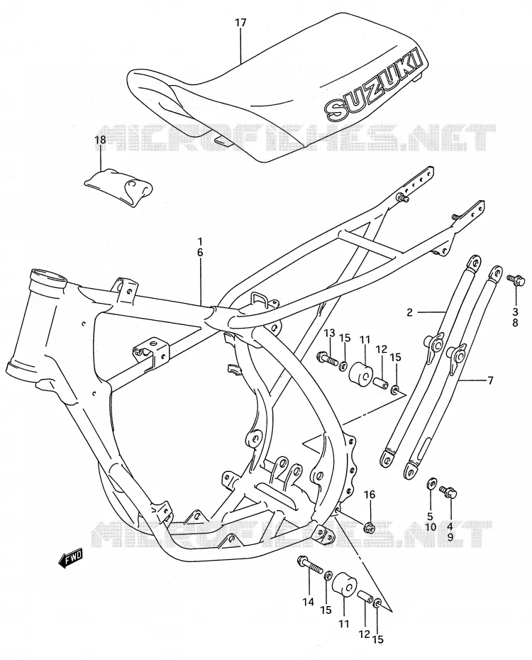 CADRE - SELLE (MODELE H/J/K/L) Suzuki MOTO 80 RM 1991  RM80M(E28)