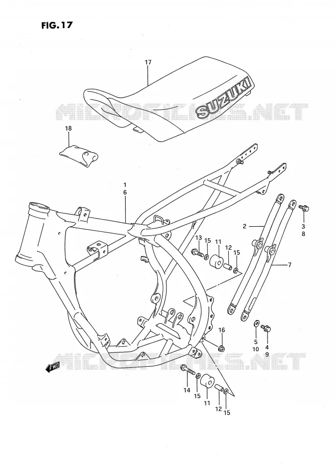CADRE - SELLE (MODELE H/J/K/L) Suzuki MOTO 80 RM 1991  RM80XM(E2)